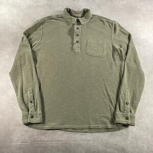 Lucky Brand Casual Olive Green Washed Henley Button Up Large
